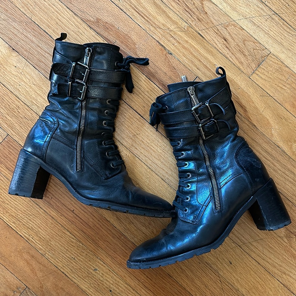 Aquatalia Lace-Up Boots With Side Zipper